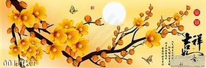 Tranh thư pháp hoa đào treo tường