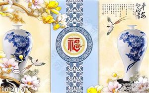 Tranh thư pháp bình cổ treo tường