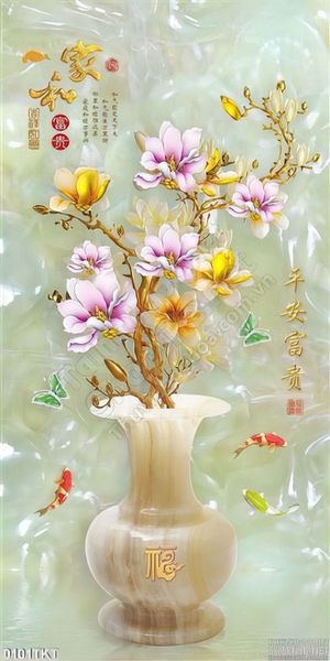 Tranh kim tiền bình hoa cổ nghệ thuật