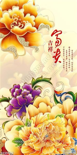 Tranh thư pháp hoa mẫu đơn
