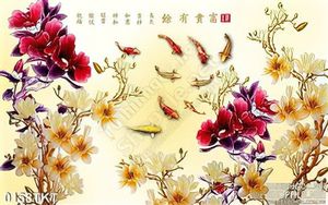 Tranh kim tiền cá chép và hoa