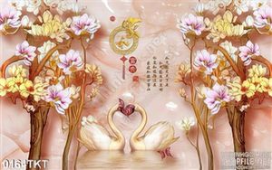 Tranh kim tiền thiên nga và cây