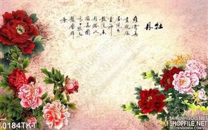 Tranh thư pháp hoa mẫu đơn treo tường