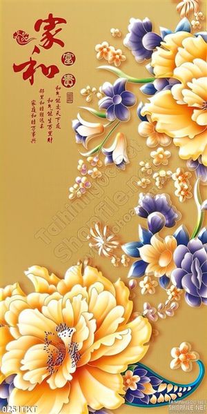 Tranh kim tiền hoa mẫu đơn