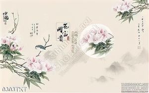Tranh thư pháp hoa mẫu đơn nghệ thuật