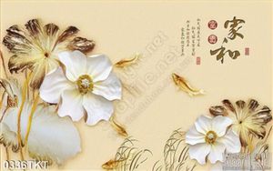 Tranh kim tiền hoa sen và cá chép