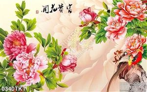 Tranh thư pháp hoa mẫu đơn