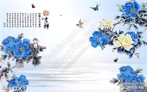 Tranh thư pháp hoa mẫu đơn nghệ thuật