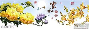 Tranh kim tiền hoa cúc và hoa sứ