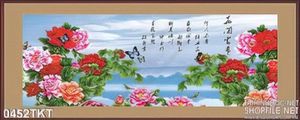 Tranh thư pháp hoa mẫu đơn