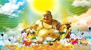 Tranh kim tiền Phật Di Lặc