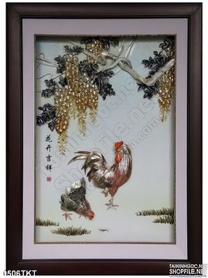 Tranh thư pháp gà trống phong thủy