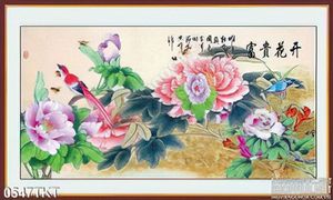 Tranh thư pháp hoa mẫu đơn treo tường