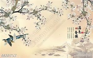 Tranh thư pháp phong cảnh mùa xuân