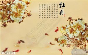 Tranh kim tiền cá chép và hoa nghệ thuật