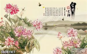 Tranh thư pháp hoa lan