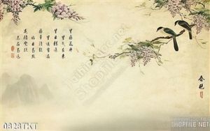 Tranh thư pháp hoa đào mùa xuân