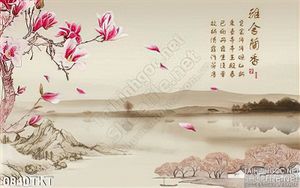 Tranh thư pháp phong cảnh hoa