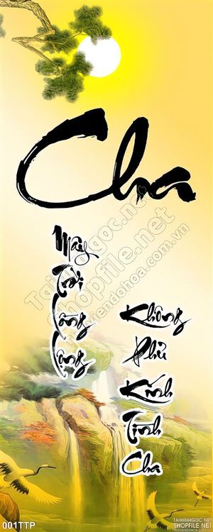 Tranh thư pháp câu đối về Cha psd