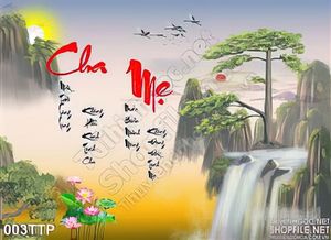 Tranh thư pháp Cha Mẹ in canvas