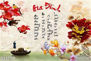 Tranh thư pháp thác về gia đình psd