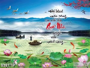 Tranh thư pháp phong cảnh quê hương