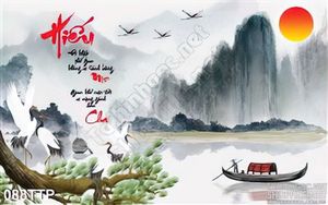 Tranh thư pháp chữ hiếu psd