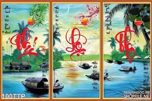 Tranh thư pháp chữ phúc lộc thọ đẹp