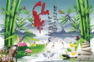 Tranh thư pháp phong cảnh và cha mẹ