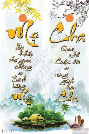 Tranh thư pháp mẹ cha