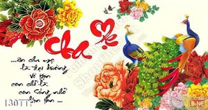 Tranh thư pháp hoa mẫu đơn