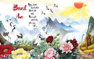 Tranh thư pháp chữ bình an psd