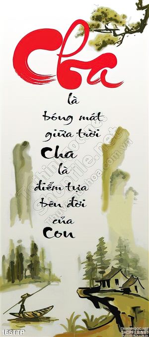 Tranh thư pháp về cha in canvas