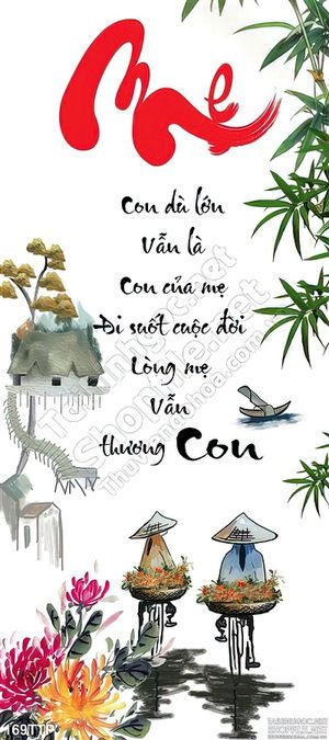 Tranh thư pháp nghệ thuật về mẹ