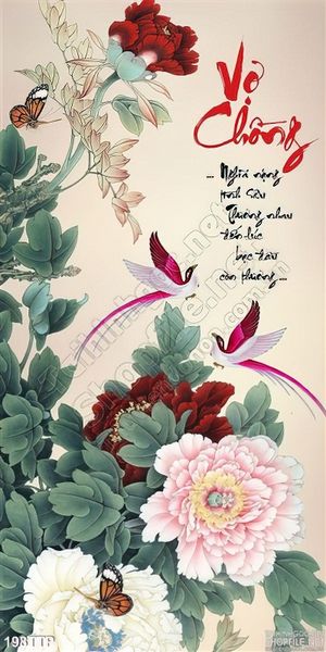 Tranh vợ chồng thư pháp