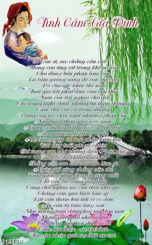 Tranh thư pháp in 3d bài thơ tình cảm gia đình