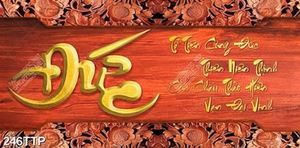 Tranh thư pháp nghệ thuật chữ đức đúc vàng đồng
