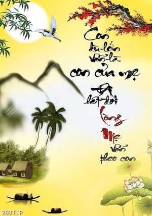 Tranh thư pháp in canvas công ơn của cha mẹ