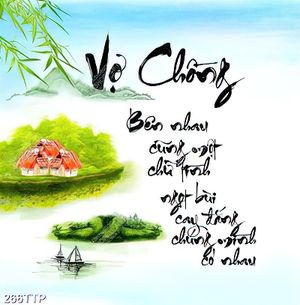Tranh thư pháp in uv câu đối về tình cảm vợ chồng