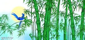Tranh thư pháp treo tường hàng tre xanh trong gió