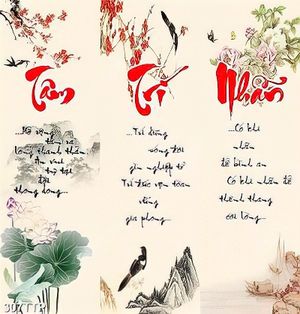 Tranh thư pháp in uv những chú chim bên hoa sen