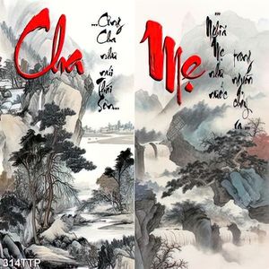 Tranh thư pháp in uv phong cảnh trên ngọn núi cao