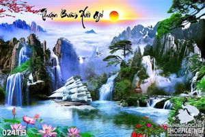 Tranh thuận buồm xuôi gió phong thủy hữu tình 3d ấn tượng