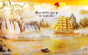 Tranh thuận buồm xuôi gió 3d wall sơn thủy nghệ thuật