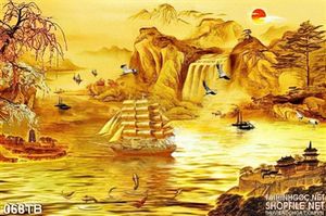 Tranh thuận buồm xuôi gió phong thủy mạ vàng đẹp ấn tượng