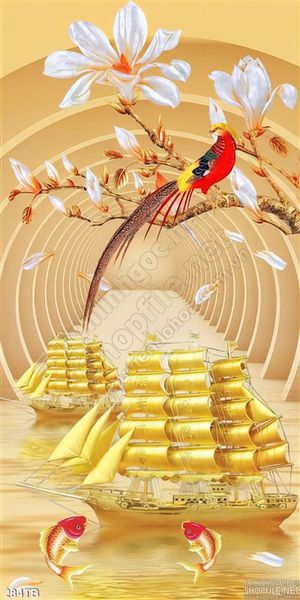 Tranh thuyền buồm xuôi gió 3d cá chép in uv