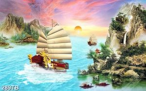 Tranh tàu buồm trên biển đảo treo tường