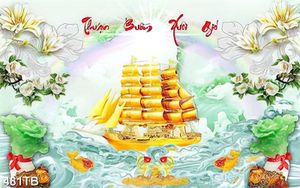Tranh đá giả ngọc thuận buồm xuôi gió file gốc