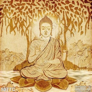 Tranh trúc chỉ Đức Phật ngồi tu bên cây đa