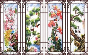 Tranh tứ quý in 3d đôi chim công trên những cành hoa